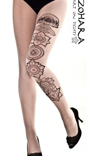 Zohara Tights with Large Tattoo
